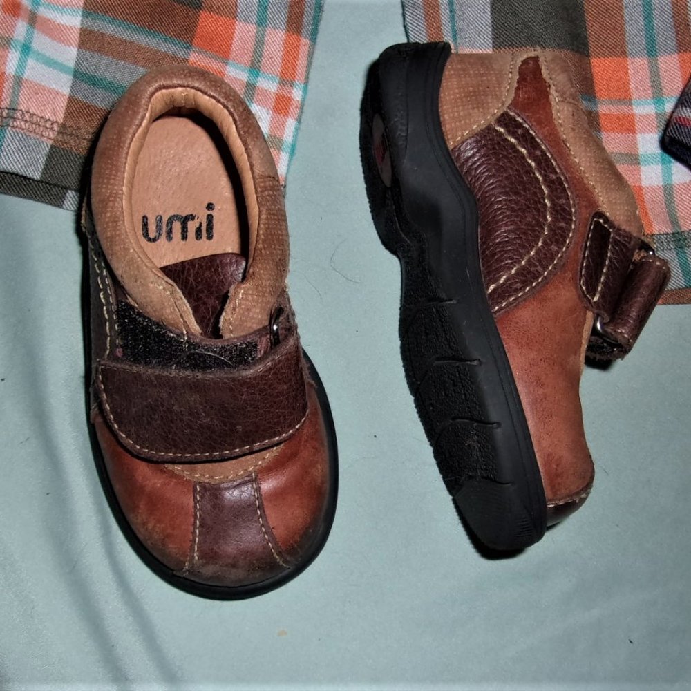 UMI european size 19 brown leather baby toddler shoes brown boys girls 3